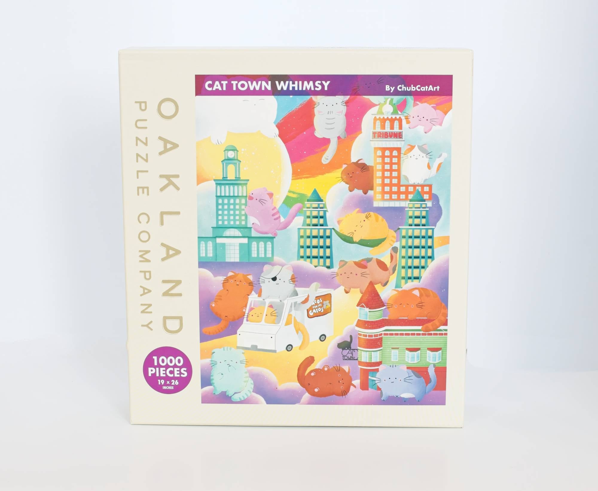 Cat Town Whimsy 1000-piece Jigsaw Puzzle by ChubCatArt 3