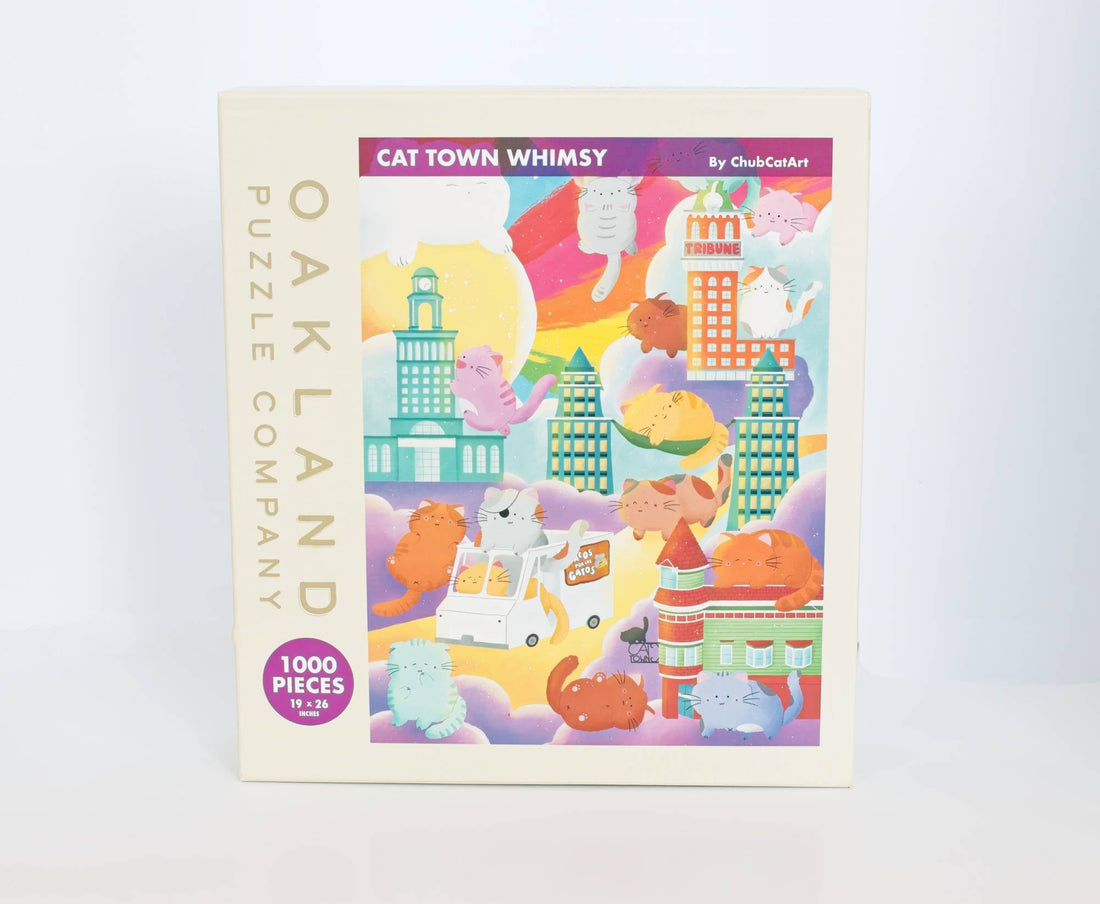 Cat Town Whimsy 1000-piece Jigsaw Puzzle by ChubCatArt 3