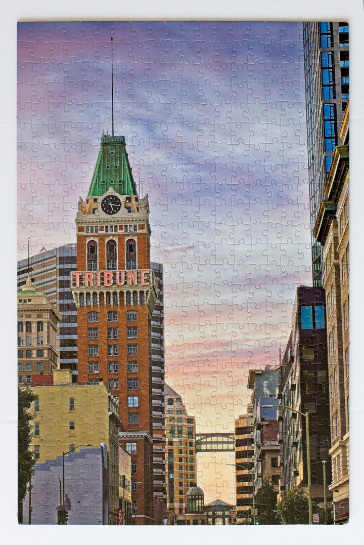 Tribune Tower Puzzle by DeAnna Tibbs 500 Piece Downtown Oakland Skyline Jigsaw