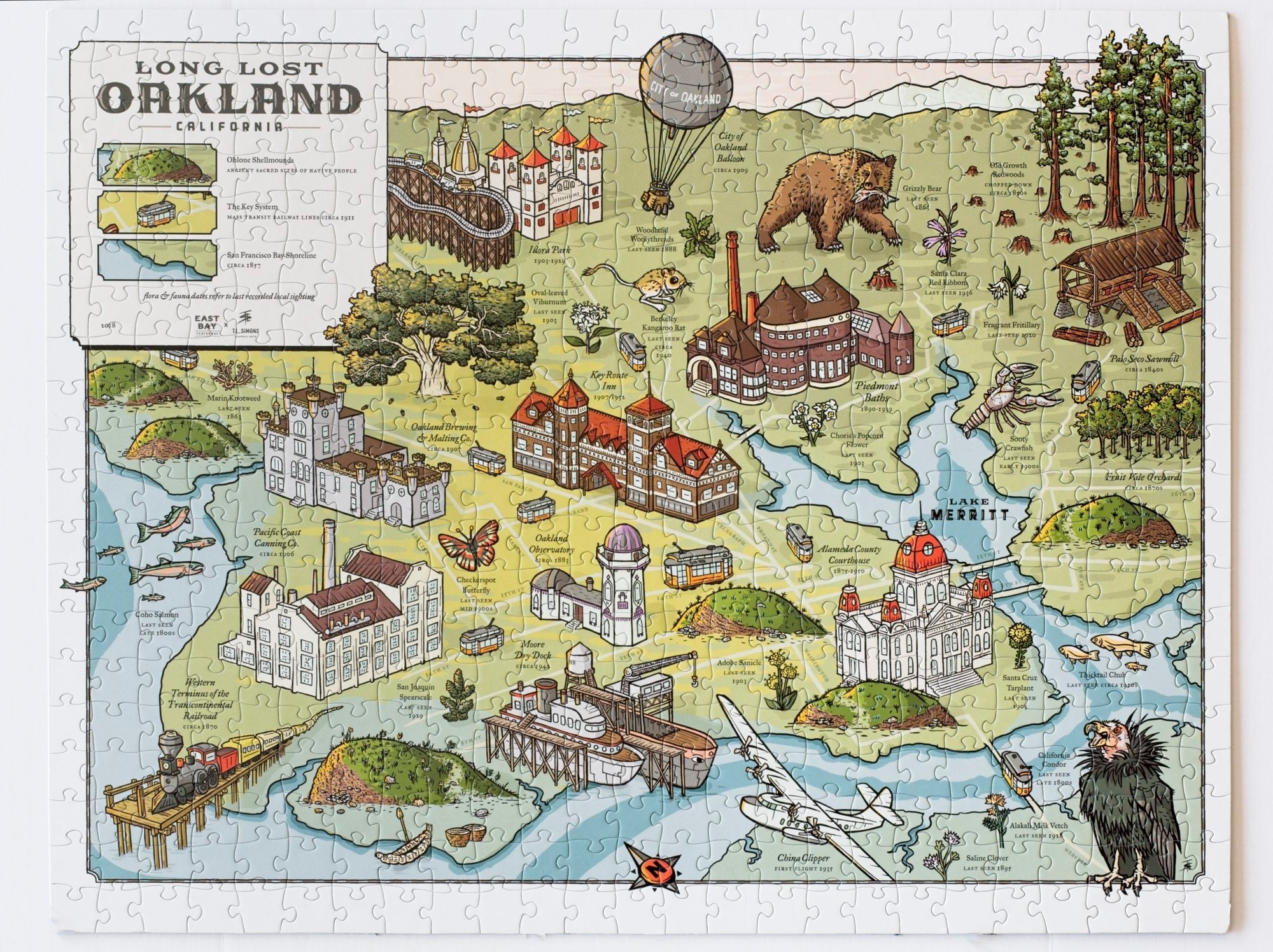 Long Lost Oakland Puzzle, a 500-Piece Illustrated History by T.L. Simons & East Bay Yesterday