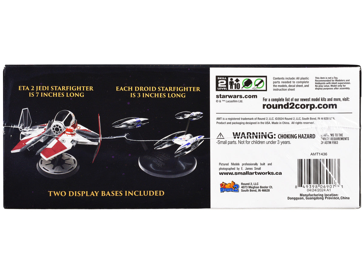 Skill 2 Model Kit ETA 2 Jedi Starfighter VS. Droid Starfighters 4 Model Set "Star Wars: Episode III - Revenge of the Sith" (2005) Movie 1/48 Scale Model by AMT-2