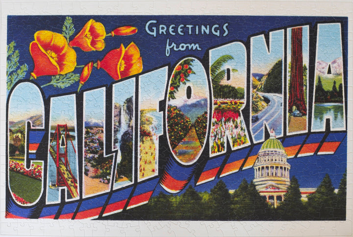 Greetings from California Puzzle – Vintage Postcard Art (500 Pieces)