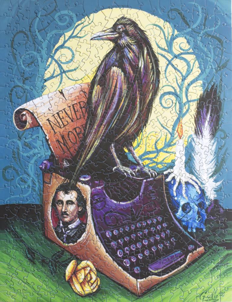 Raven Never More Puzzle by Chris Granillo 500 Piece Edgar Allan Poe Inspired Gothic Art Jigsaw
