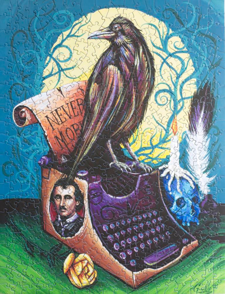 Raven Never More Puzzle by Chris Granillo 500 Piece Edgar Allan Poe Inspired Gothic Art Jigsaw