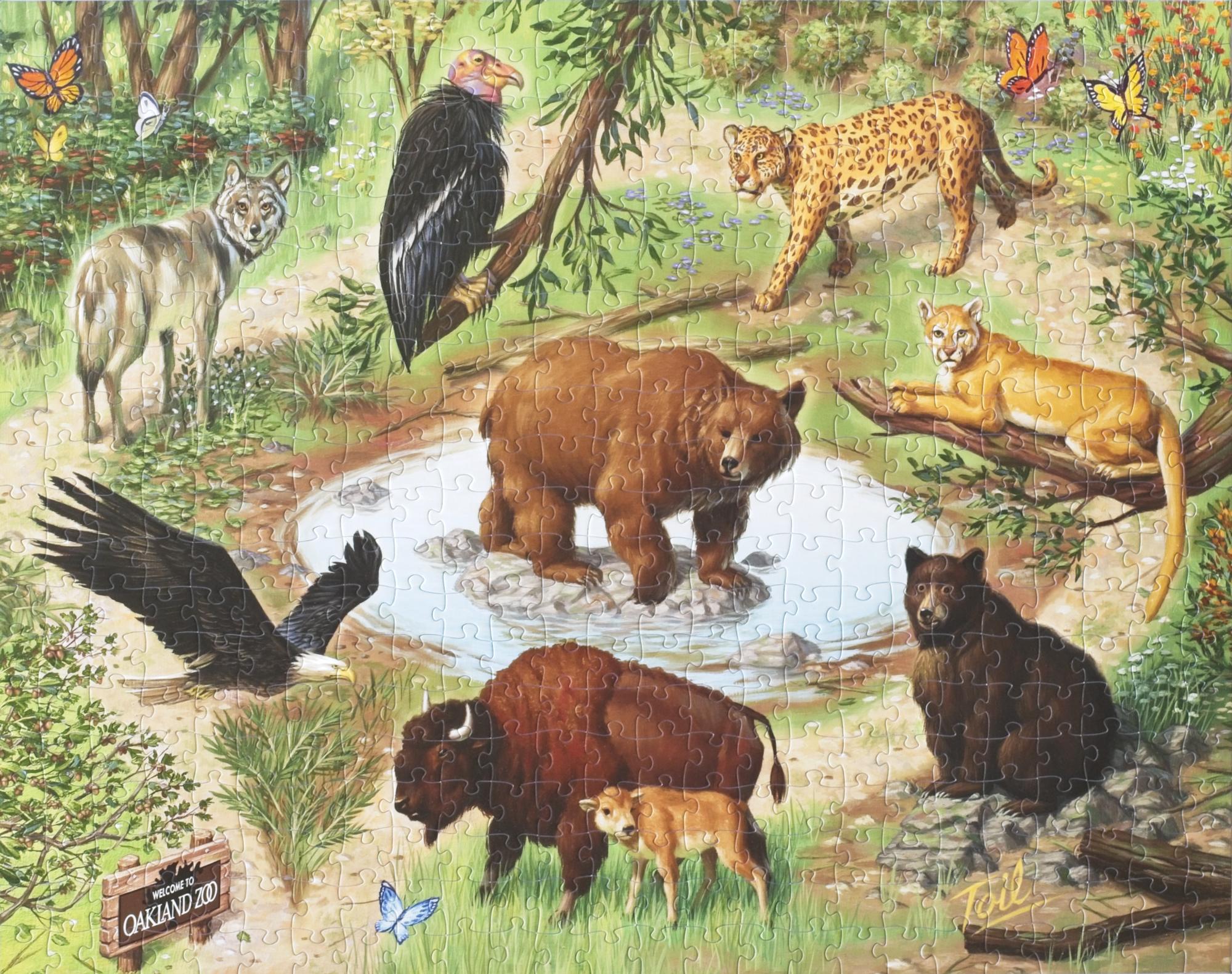 California Trail Puzzle – Oakland Zoo Wildlife Art by Les Toil (500 Pieces)