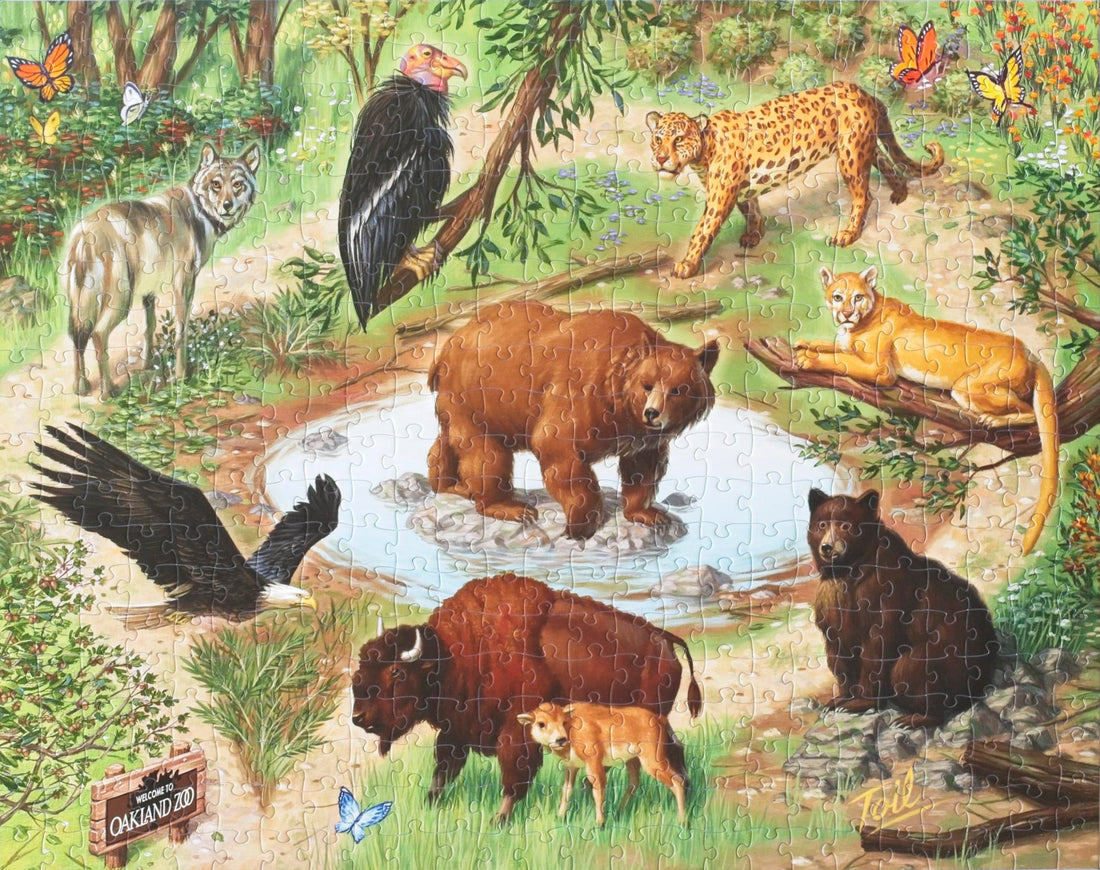 California Trail Puzzle – Oakland Zoo Wildlife Art by Les Toil (500 Pieces)