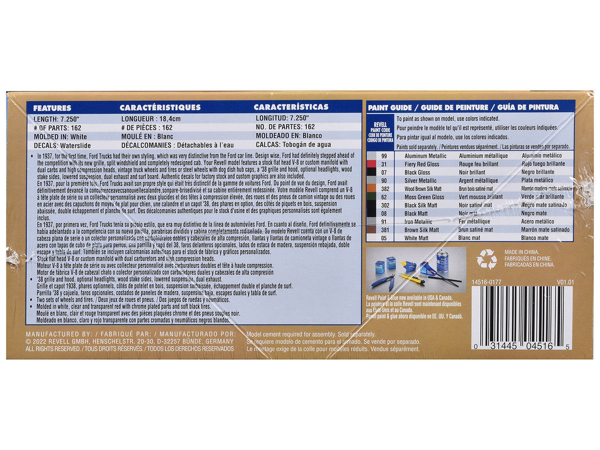 Level 5 Model Kit 1937 Ford Pickup Truck with Surfboard 2-in-1 Kit 1/25 Scale Model by Revell-1