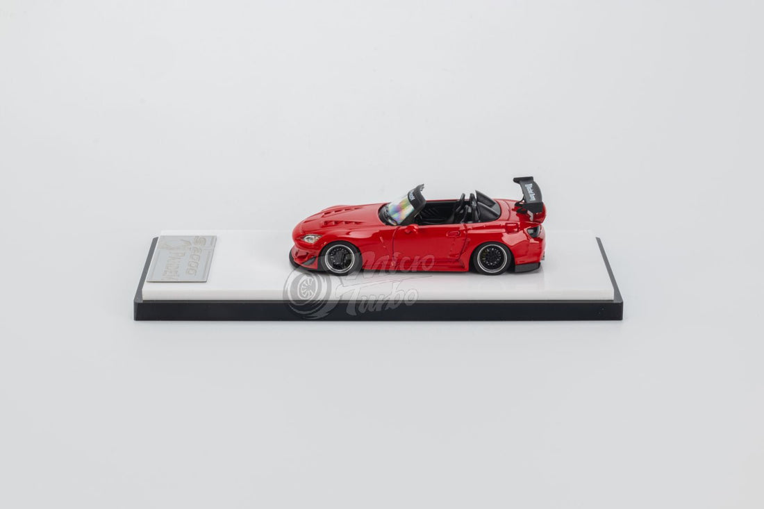 Honda S2000 Roadster Pandem Rocket Bunny Aero Kit in Red 1:64 by Microturbo Mounted Side View