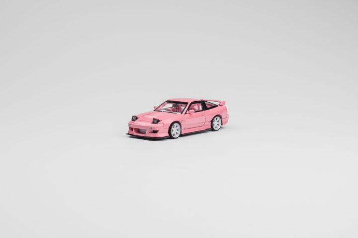 Nissan 180SX Custom Spirit Rei "MIYABI" in Pink 2024 Valentine's Special Edition 1:64 by MicroTurbo Angled Front View