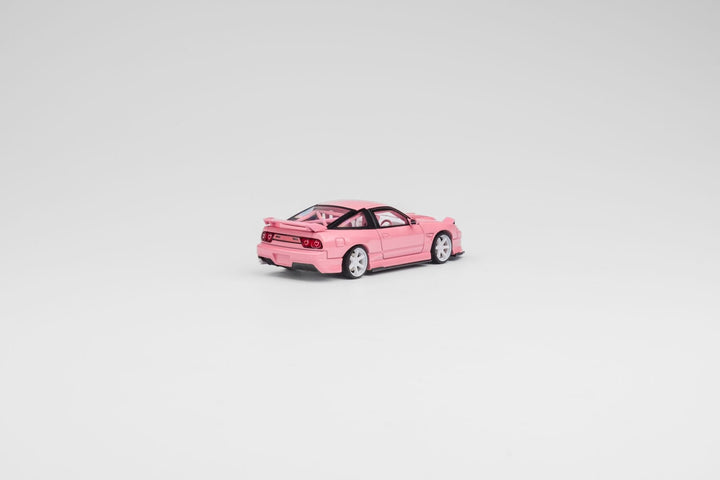 Nissan 180SX Custom Spirit Rei "MIYABI" in Pink 2024 Valentine's Special Edition 1:64 by MicroTurbo Angled Rear View