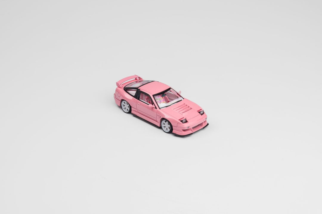 Nissan 180SX Custom Spirit Rei "MIYABI" in Pink 2024 Valentine's Special Edition 1:64 by MicroTurbo Angled Passenger Front View