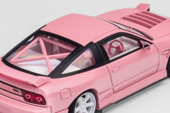 Nissan 180SX Custom Spirit Rei "MIYABI" in Pink 2024 Valentine's Special Edition 1:64 by MicroTurbo Driver View Close Up