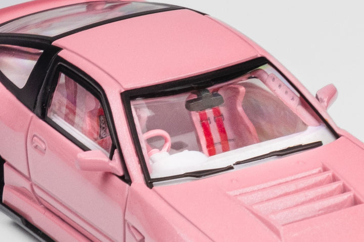 Nissan 180SX Custom Spirit Rei "MIYABI" in Pink 2024 Valentine's Special Edition 1:64 by MicroTurbo Front Window View