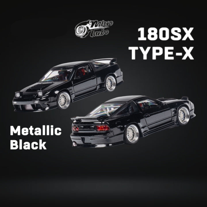 Nissan Custom 180SX Type X Metallic Black 1:64 by MicroTurbo MT64180SXBLK