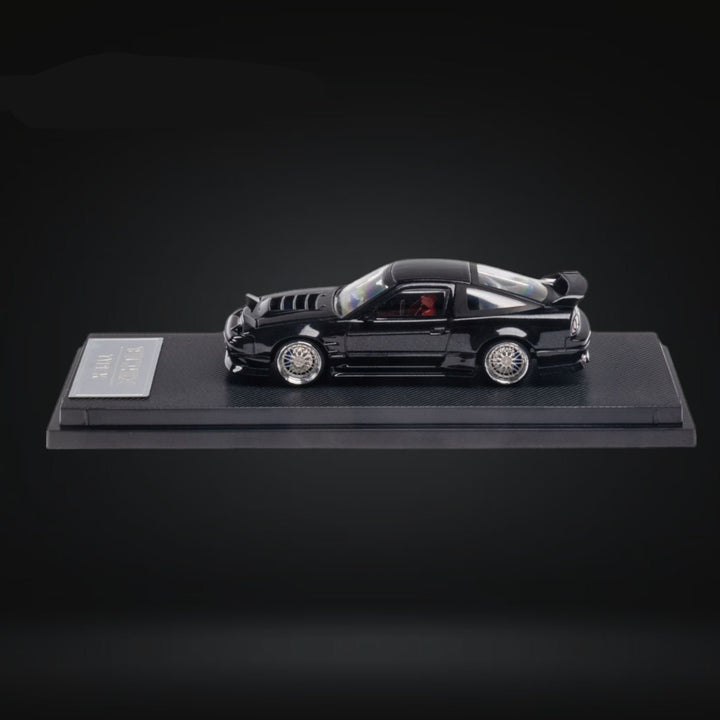 Nissan Custom 180SX Type X Metallic Black 1:64 by MicroTurbo MT64180SXBLK Mounted Side View