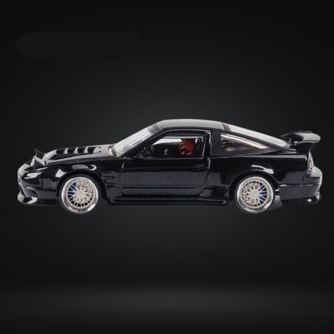 Nissan Custom 180SX Type X Metallic Black 1:64 by MicroTurbo MT64180SXBLK Side View