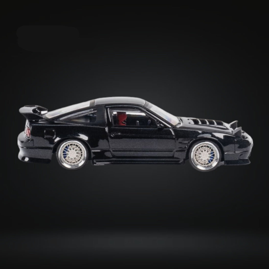 Nissan Custom 180SX Type X Metallic Black 1:64 by MicroTurbo MT64180SXBLK Passenger Side View