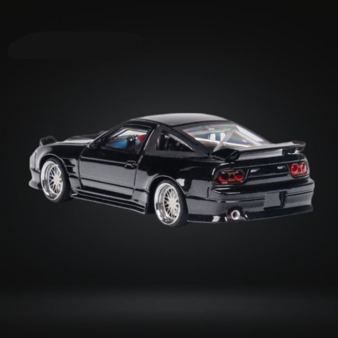 Nissan Custom 180SX Type X Metallic Black 1:64 by MicroTurbo MT64180SXBLK Driver Side Angle View