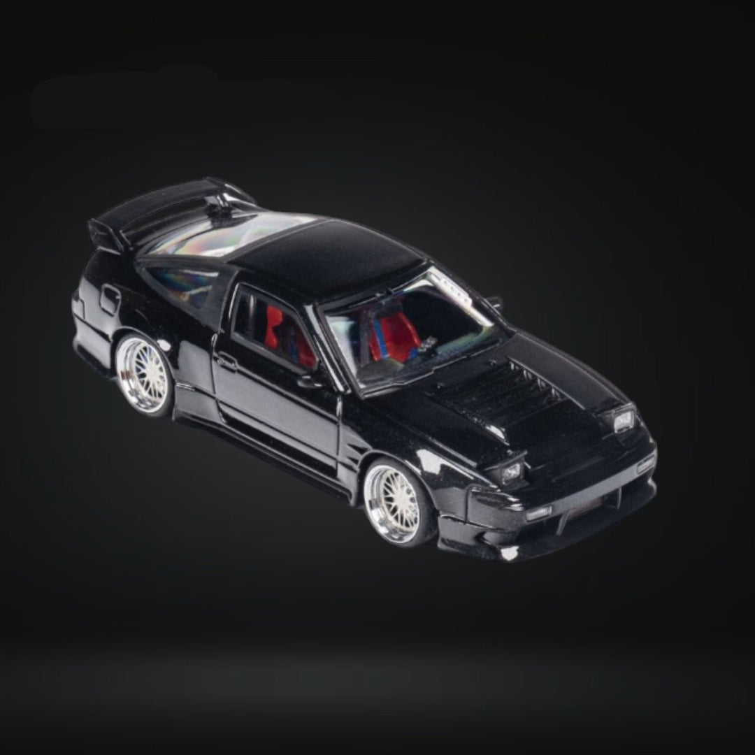 Nissan Custom 180SX Type X Metallic Black 1:64 by MicroTurbo MT64180SXBLK Top View