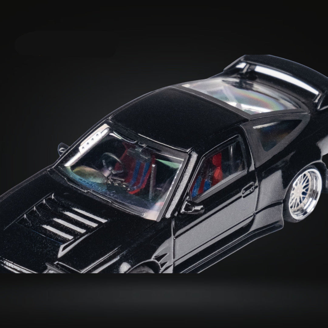 Nissan Custom 180SX Type X Metallic Black 1:64 by MicroTurbo MT64180SXBLK Close Up