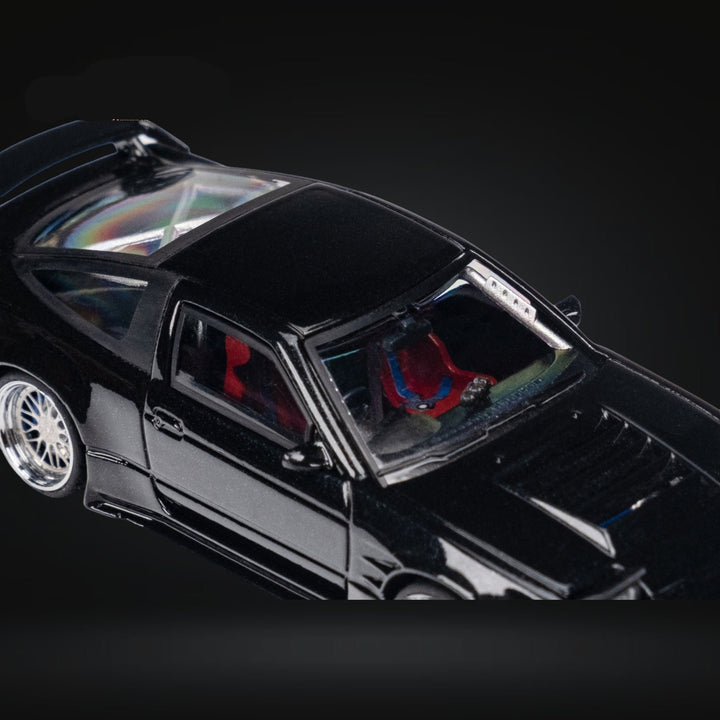 Nissan Custom 180SX Type X Metallic Black 1:64 by MicroTurbo MT64180SXBLK Top View Close Up