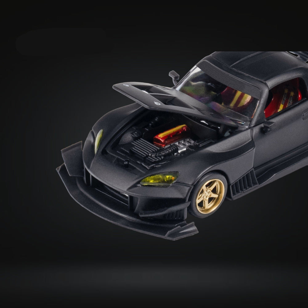 Honda S2000 JS Racing Custom in Matte Black 1:64 by Microturbo MT6408A2 Engine View