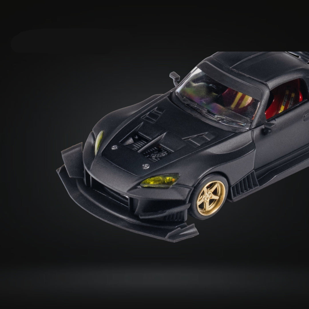 Honda S2000 JS Racing Custom in Matte Black 1:64 by Microturbo MT6408A2 Front Hood View