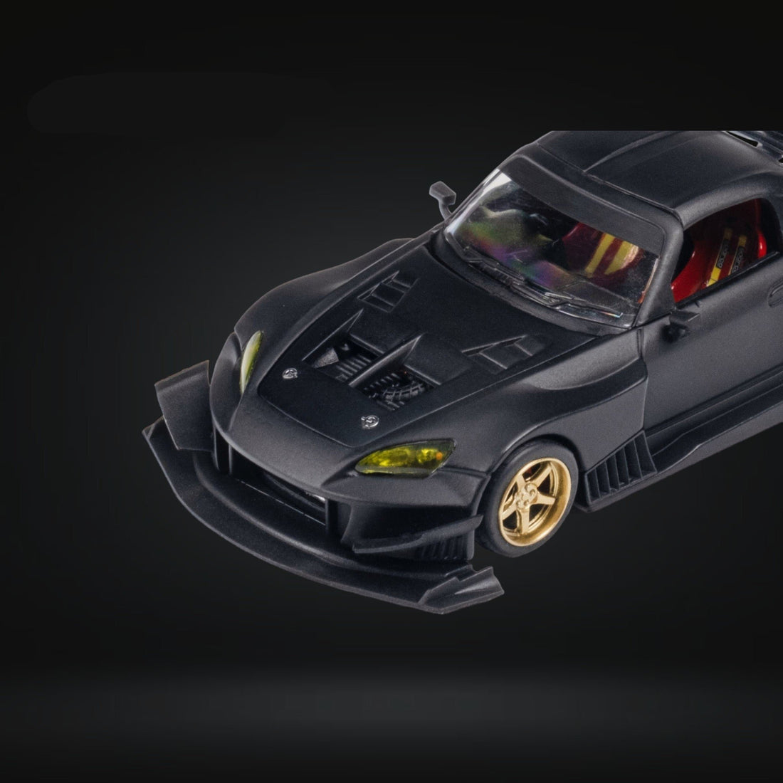 Honda S2000 JS Racing Custom in Matte Black 1:64 by Microturbo MT6408A2 Front Hood View