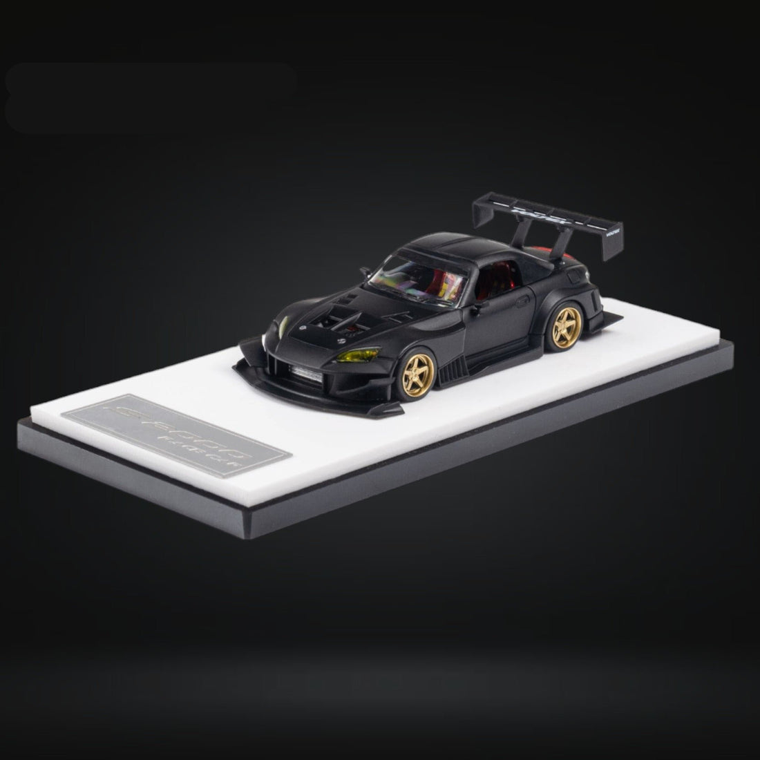 Honda S2000 JS Racing Custom in Matte Black 1:64 by Microturbo MT6408A2 Mounted Front View