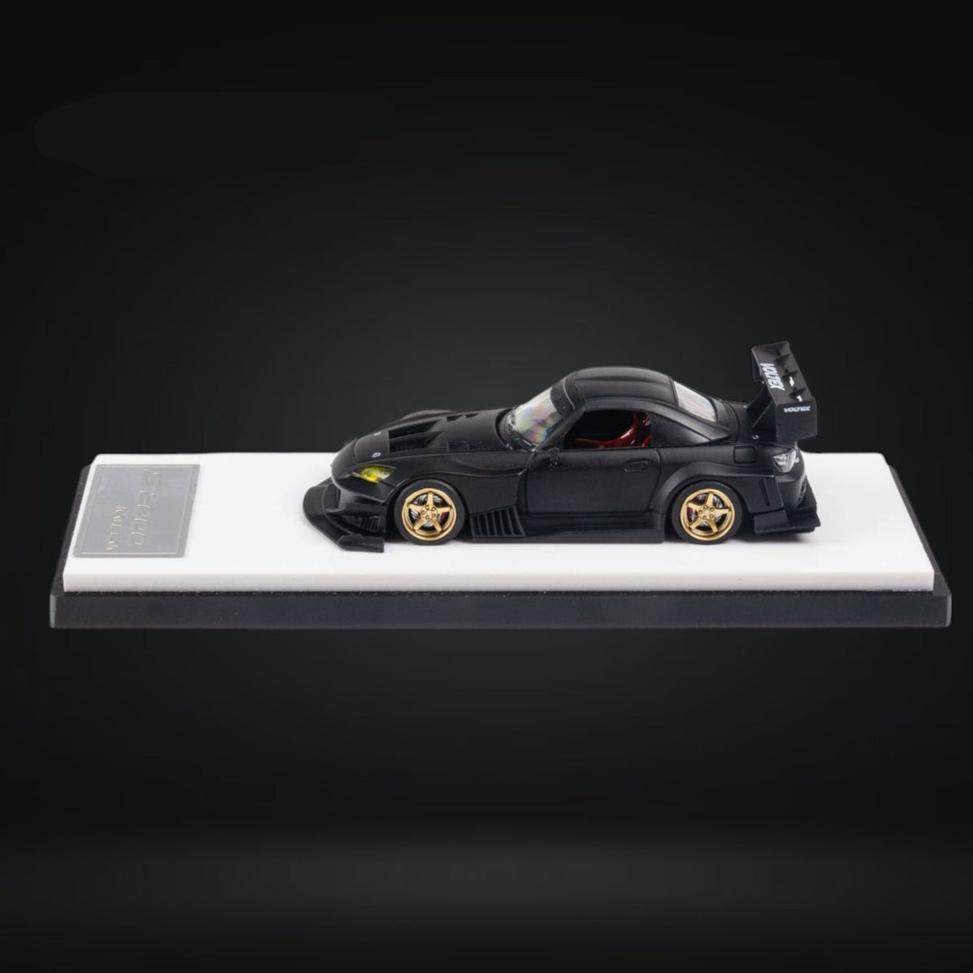 Honda S2000 JS Racing Custom in Matte Black 1:64 by Microturbo MT6408A2 Mounted Side View