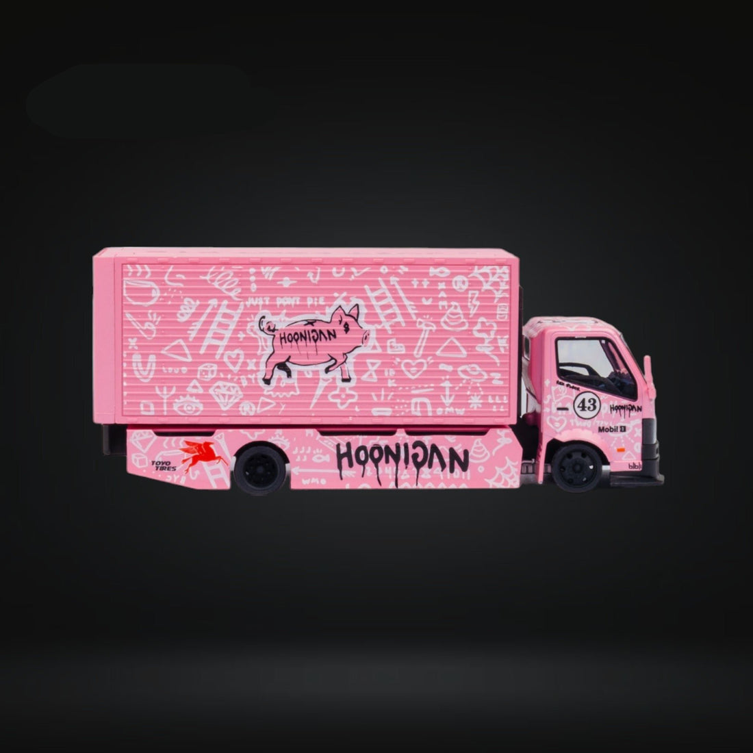 HINO 300 Custom Box Truck in Pink #43 Livery 1:64 by MicroTurbo MT6404B5 Side View 2