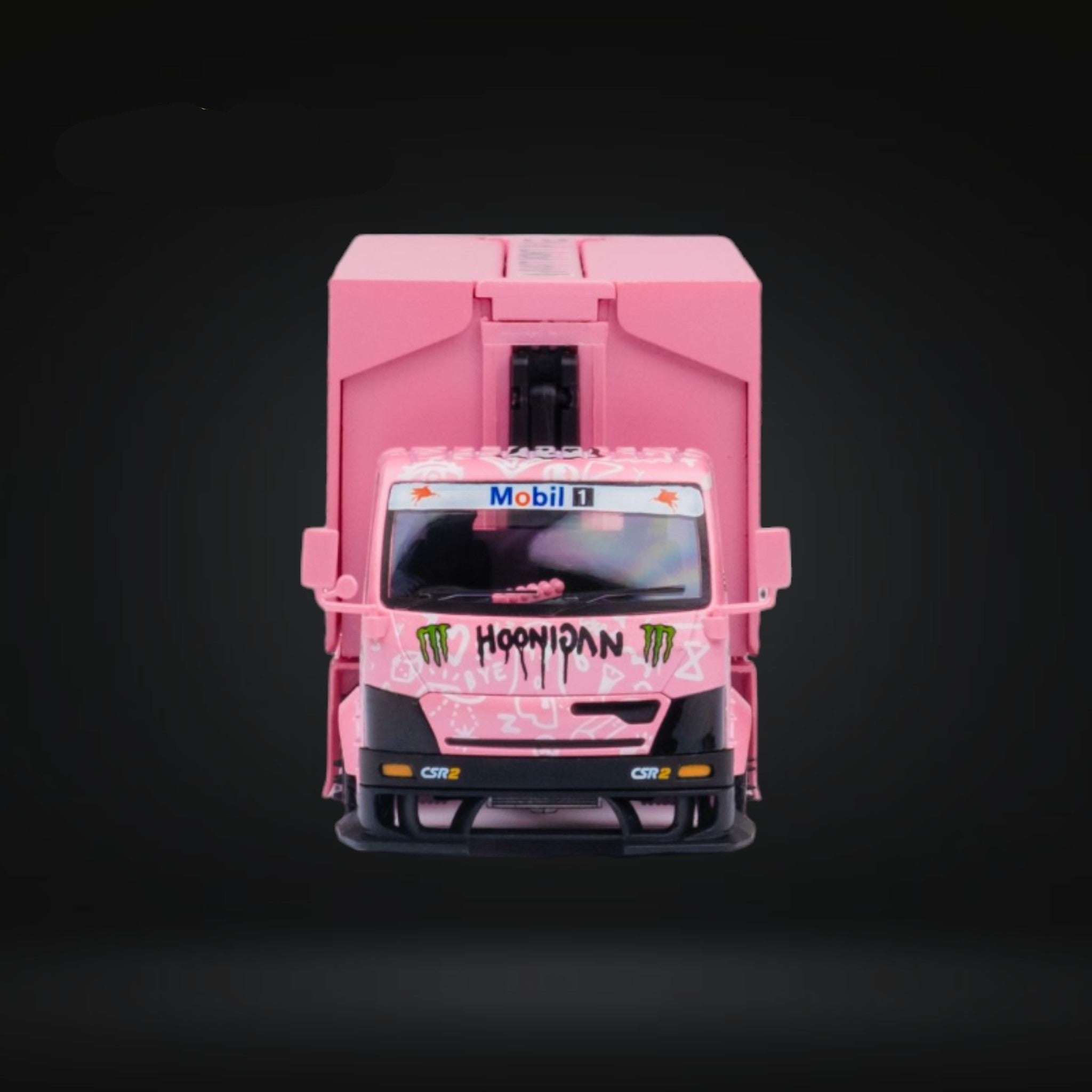 HINO 300 Custom Box Truck in Pink #43 Livery 1:64 by MicroTurbo MT6404B5 Front View