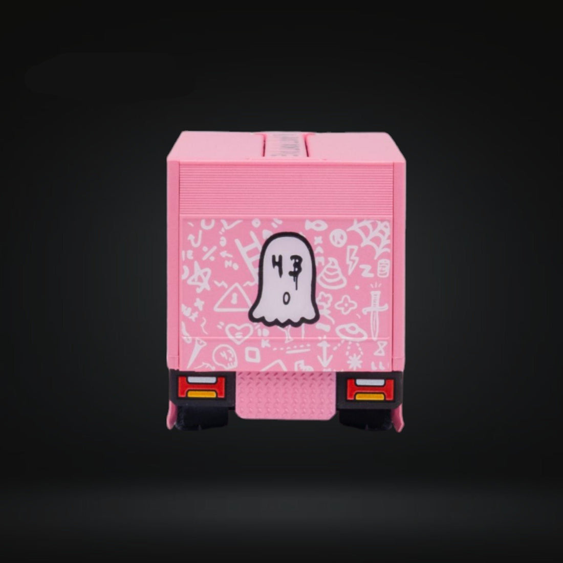 HINO 300 Custom Box Truck in Pink #43 Livery 1:64 by MicroTurbo MT6404B5 Rear View 3