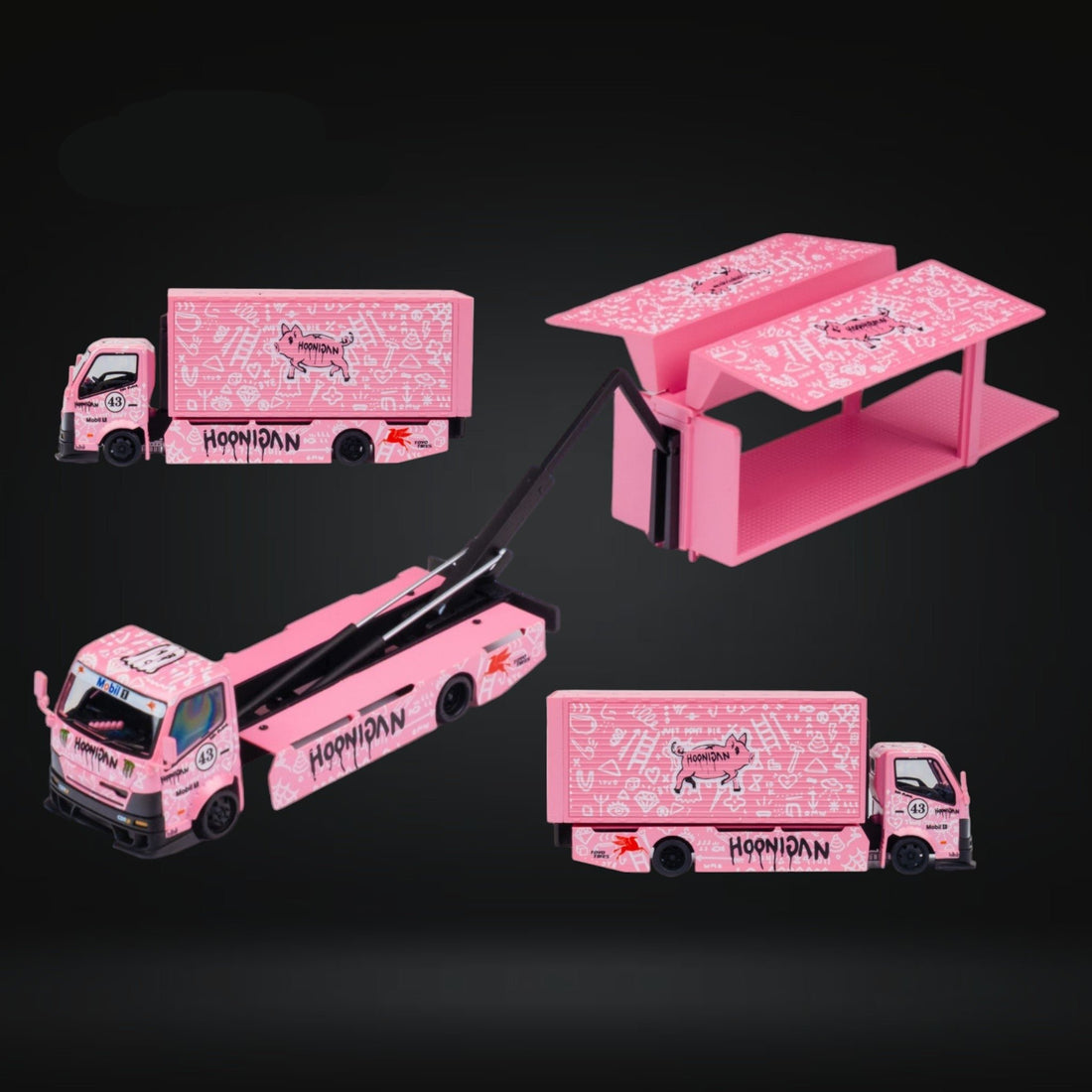 HINO 300 Custom Box Truck in Pink #43 Livery 1:64 by MicroTurbo MT6404B5