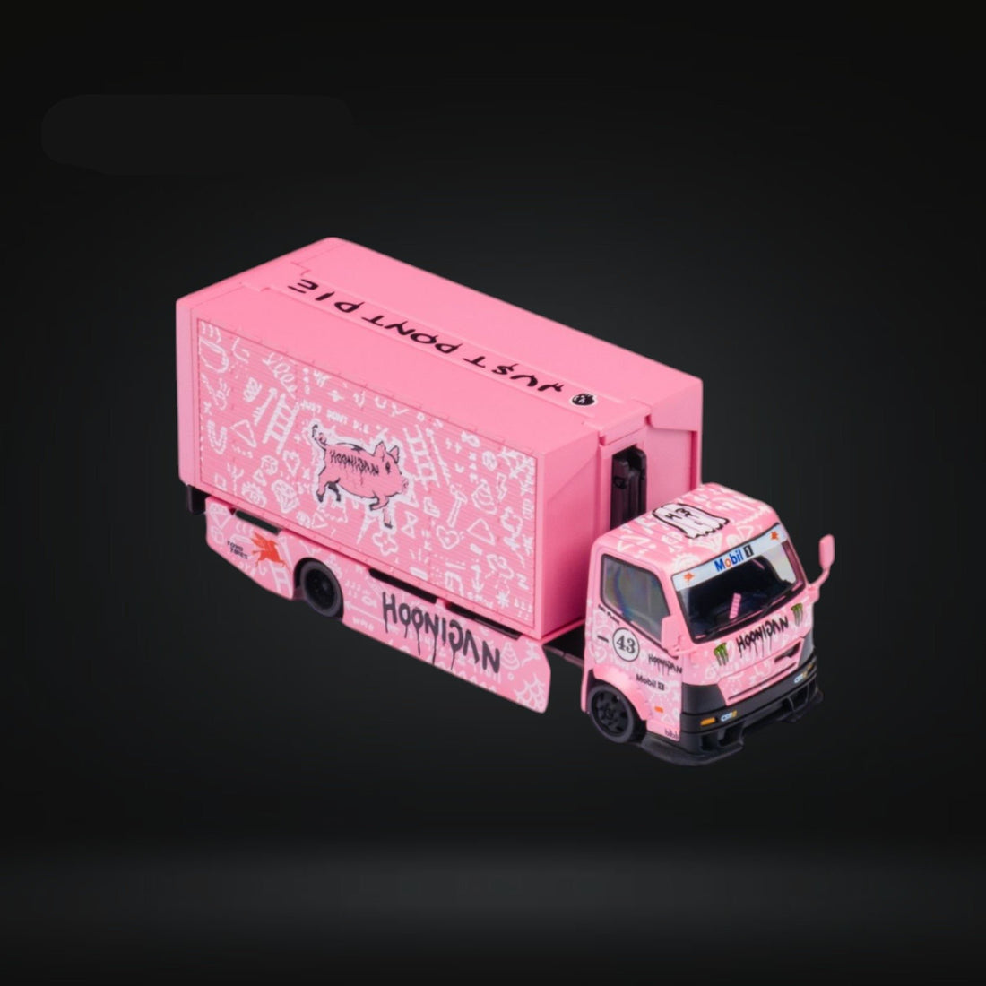 HINO 300 Custom Box Truck in Pink #43 Livery 1:64 by MicroTurbo MT6404B5 Right Angled View