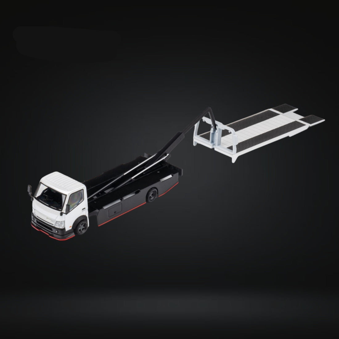 HINO 300 Custom Flatbed Truck in White 1:64 by MicroTurbo MT6405A6 Loading View