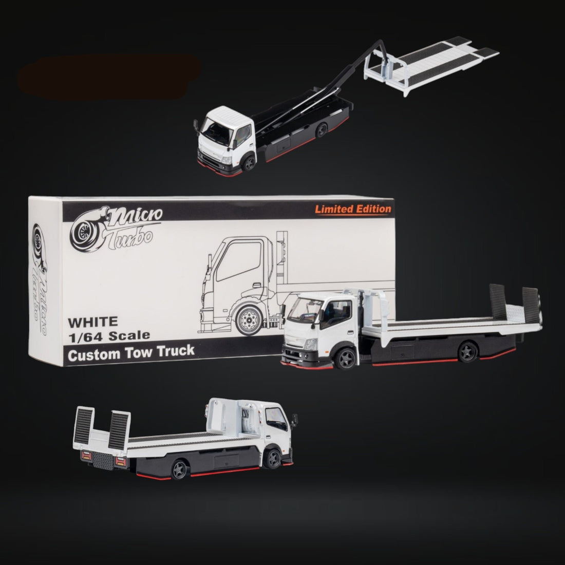 HINO 300 Custom Flatbed Truck in White 1:64 by MicroTurbo MT6405A6