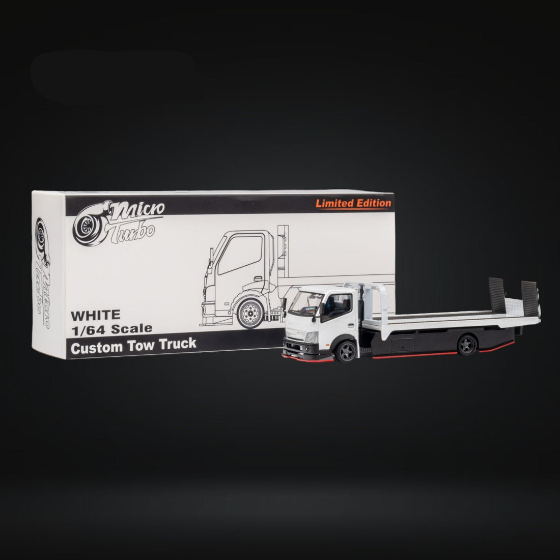 HINO 300 Custom Flatbed Truck in White 1:64 by MicroTurbo MT6405A6 Package View