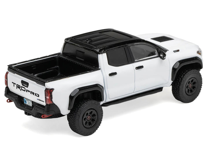 Toyota Tacoma TRD PRO Pickup Truck Ice Cap White with Black Top "DiecastTalk Exclusive" Limited Edition to 1008 pieces Worldwide 1/64 Diecast Model Car by GCD