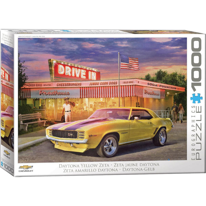 1969 Chevrolet Camaro Z/28 Daytona Yellow 1000 piece jigsaw puzzle by Eurographics