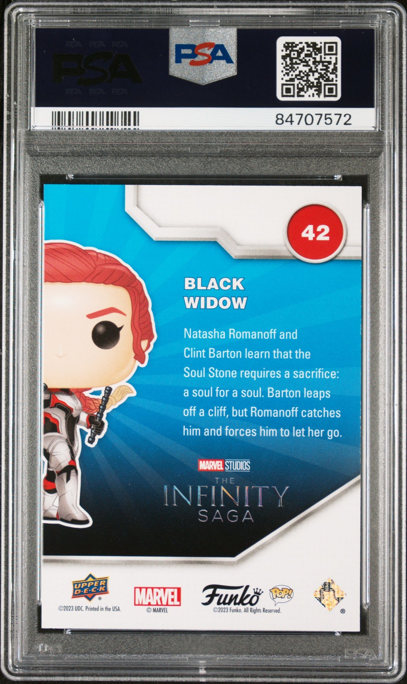 2023 UPPER DECK FUNKO POP MARVEL  BLACK WIDOW PATINA #42  PSA 10 2