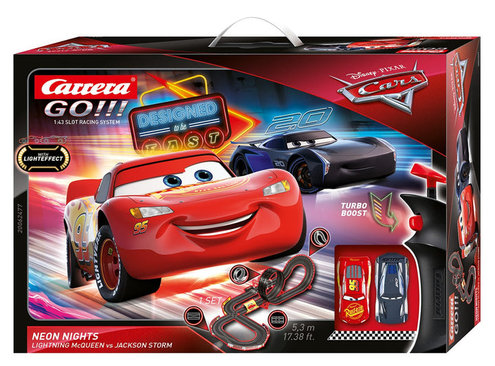 Disney Pixar Cars Neon Nights - Slot Car Track Set for Children, Includes 2 Controllers and 2 Cars in 1:43 Scale 20062477