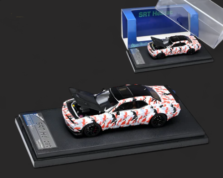 Dodge Challenger SRT Hellcat Black - Red - White Camo 1:64 by Stance Hunters