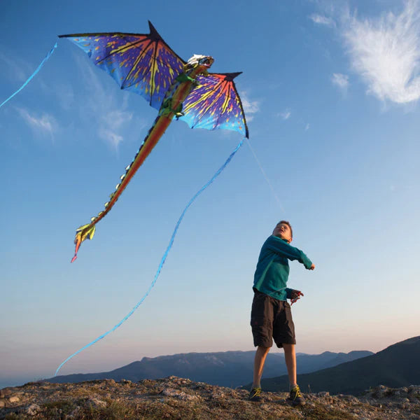 Kite - 76 Inch (6 Foot) Wingspan 3-D Nylon Blue Dragon Kite 3