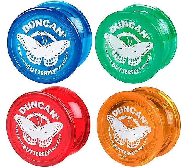 Talk about classic yo-yos... Since 1958, the Duncan Butterfly's wide string gap has made it much easier to land the Yo-Yo back on the string.  This model is best for learning string tricks like "Trapeze" and "Double or Nothing". The Butterfly's wider shape also makes it easier to perform basic tricks like "shoot the moon."