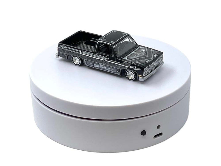 Mini Turntable Rotating Display Stand 4.75" with White Base for 1/64 Scale Model Cars-1