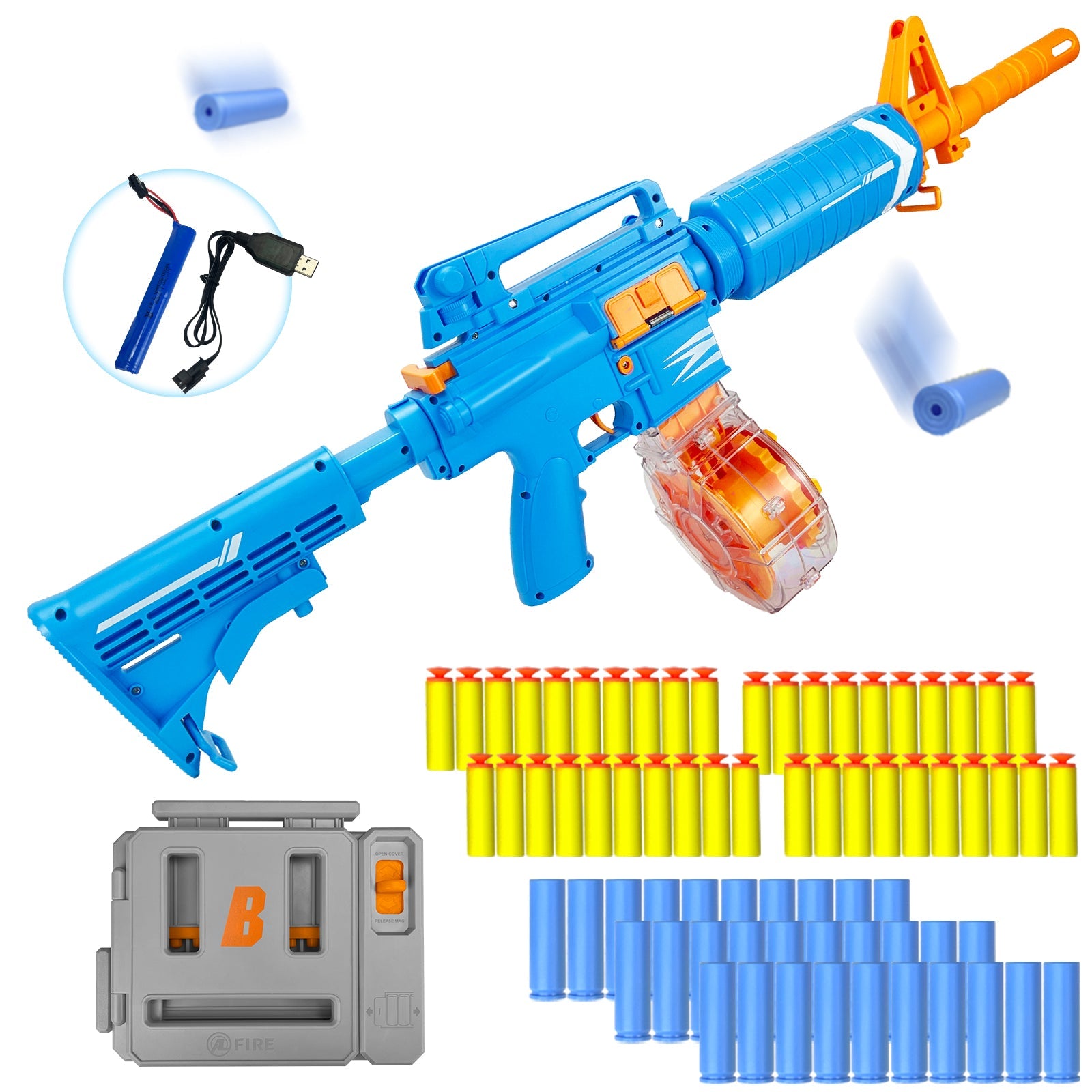 Toy Gun Semi-Automatic with Rechargeable Battery, 22-Round Magazine, Shell Ejection Feature, Quick Loader, and High-Speed Accuracy 9