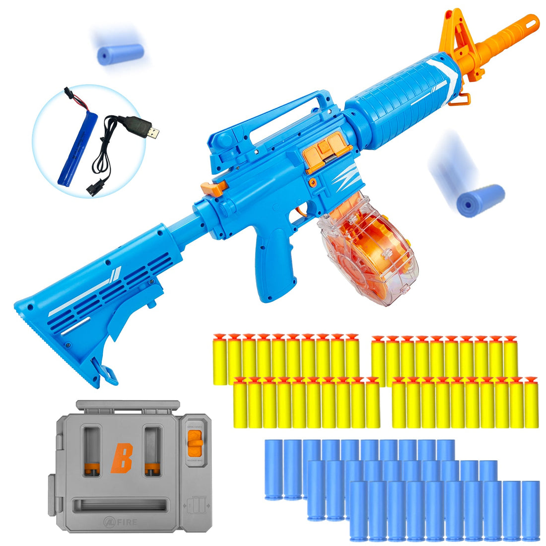 Toy Gun Semi-Automatic with Rechargeable Battery, 22-Round Magazine, Shell Ejection Feature, Quick Loader, and High-Speed Accuracy 9