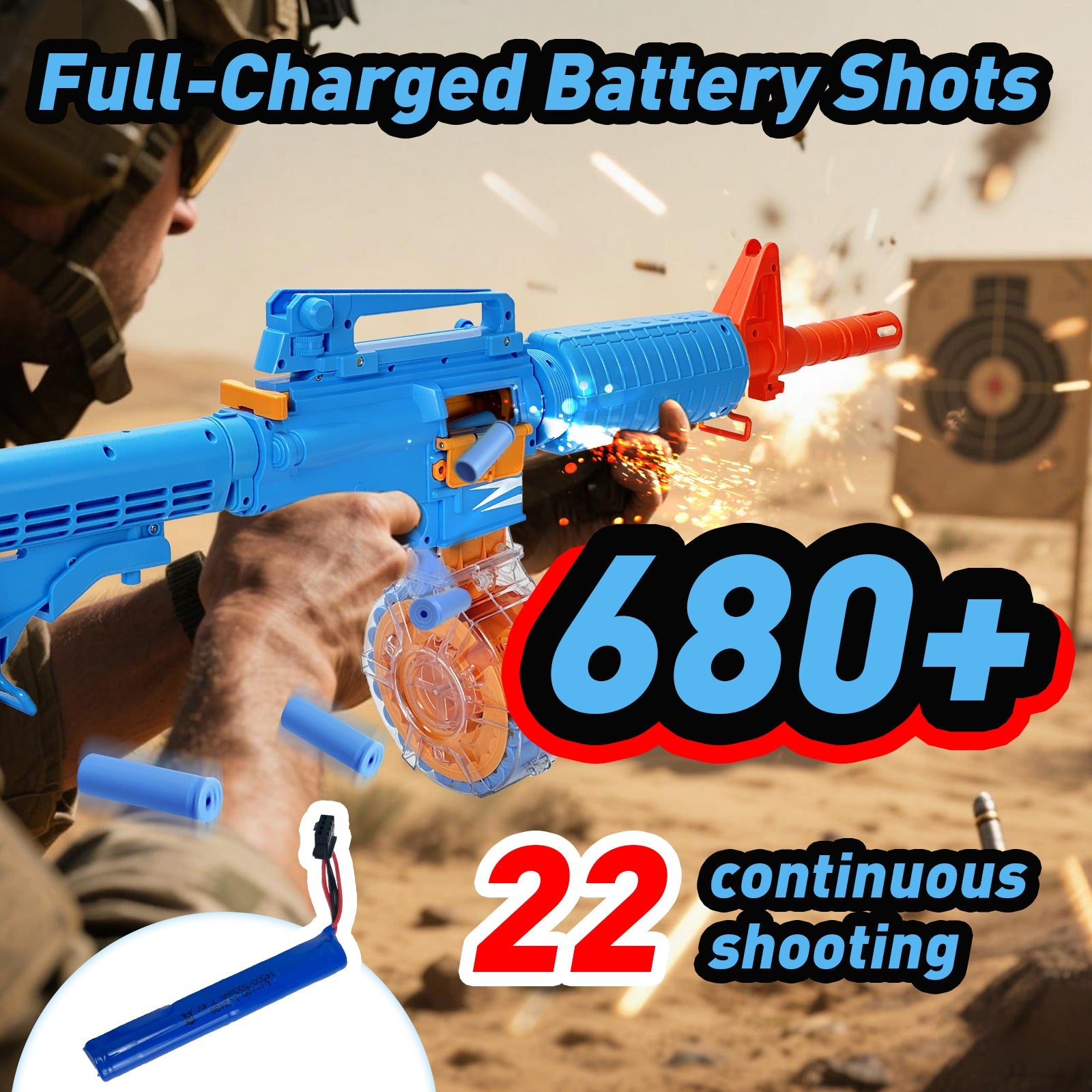 Toy Gun Semi-Automatic with Rechargeable Battery, 22-Round Magazine, Shell Ejection Feature, Quick Loader, and High-Speed Accuracy 3