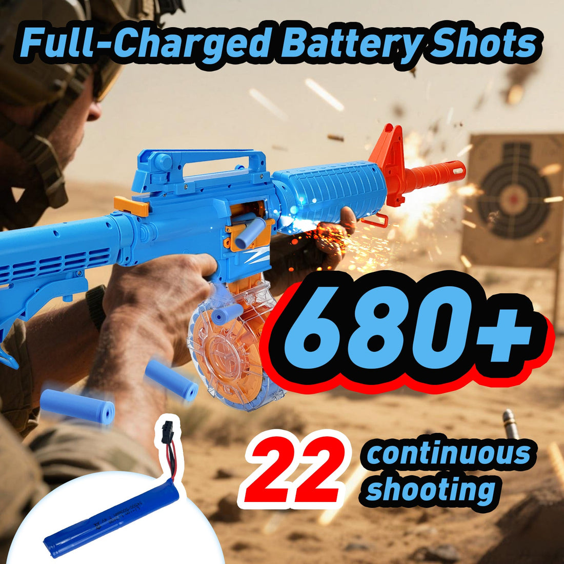 Toy Gun Semi-Automatic with Rechargeable Battery, 22-Round Magazine, Shell Ejection Feature, Quick Loader, and High-Speed Accuracy 3